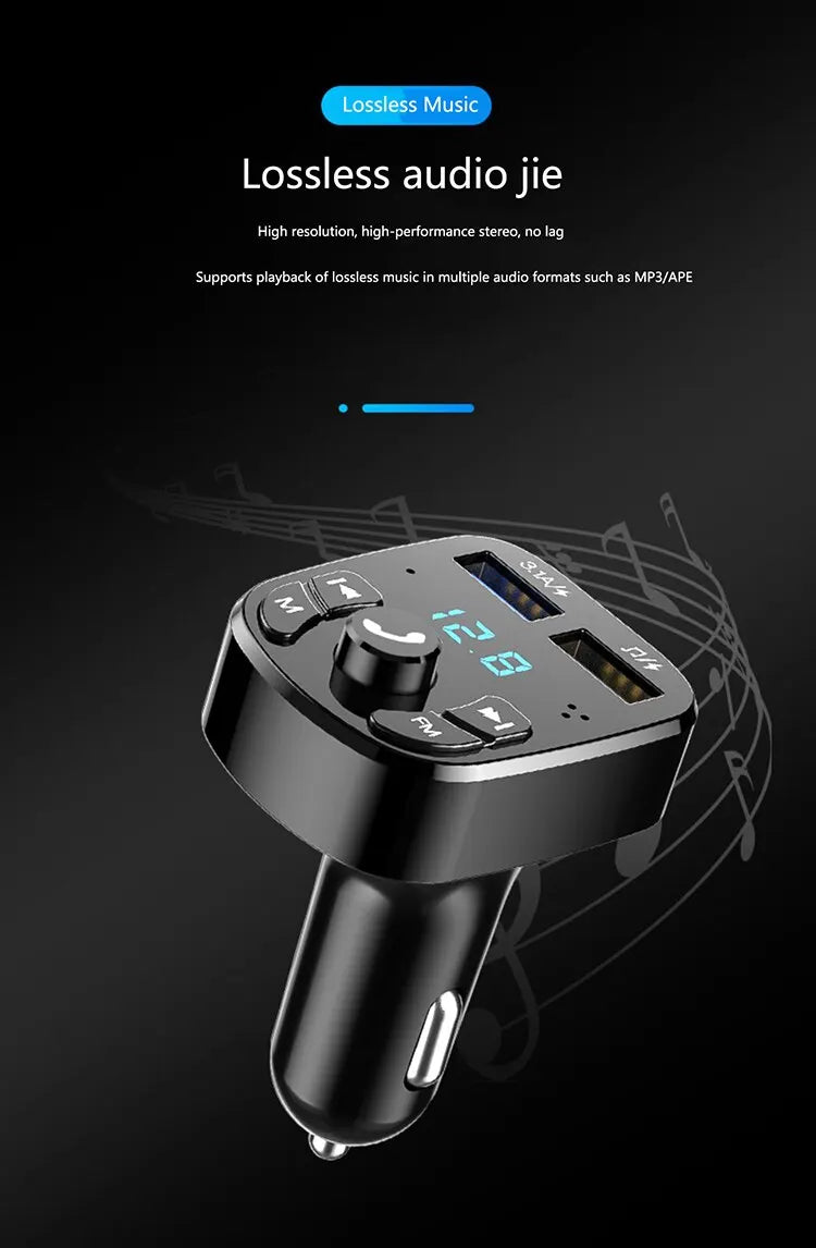 Car MP3 Player, Dual USB Fast Charger, Bluetooth 5.0 FM Transmitter.