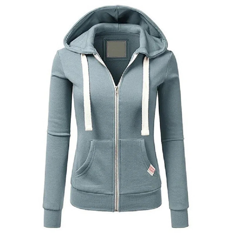 "2025 Women’s Personalized Fashion Hoodie, Long Sleeve Zipper Sweater with Drawstring"