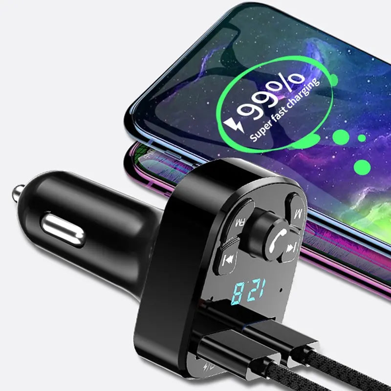 Car MP3 Player, Dual USB Fast Charger, Bluetooth 5.0 FM Transmitter.