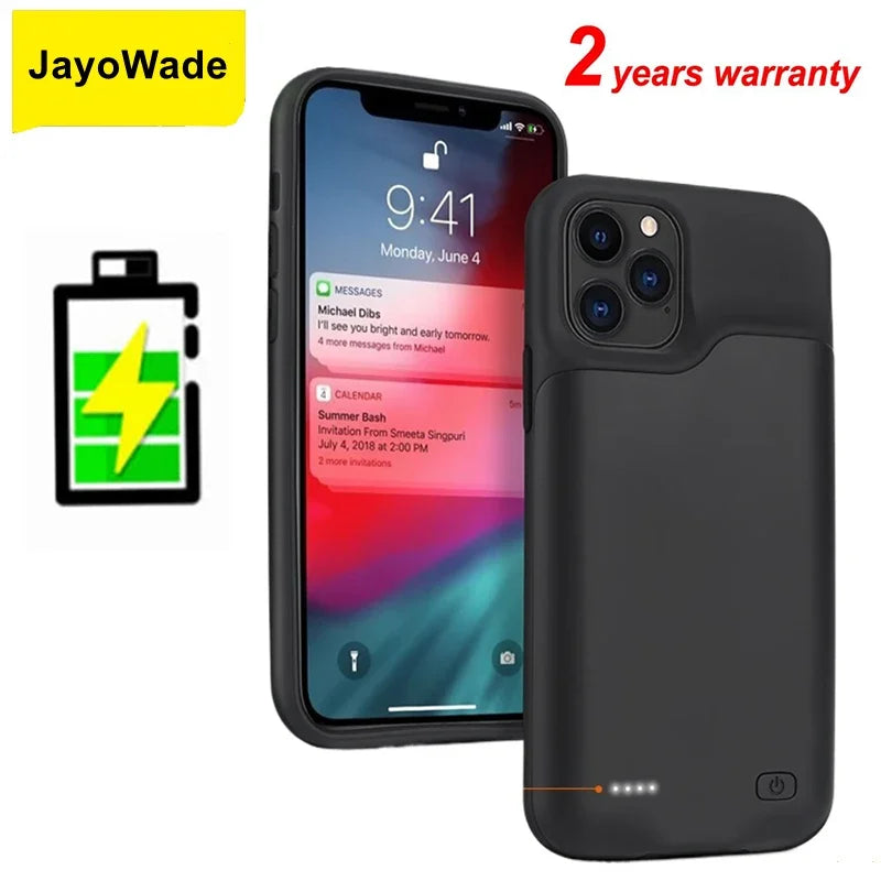 JayoWade 10000mAh Battery Case for iPhone 16-12, Pro Max, Plus, Mini, Power Bank.