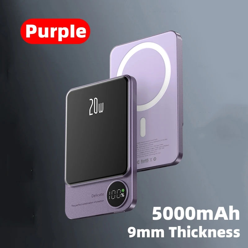 2025 Metal Magnetic Power Bank, Magsafe Wireless Charger for iPhone & Samsung.