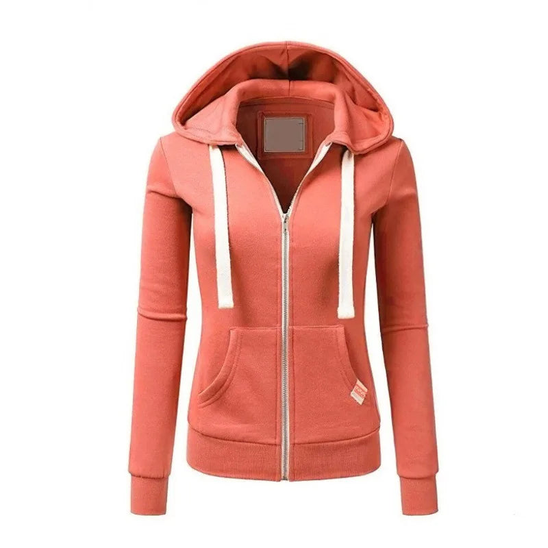 "2025 Women’s Personalized Fashion Hoodie, Long Sleeve Zipper Sweater with Drawstring"