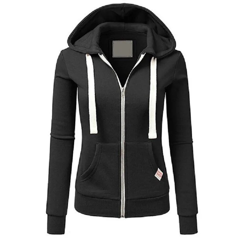 "2025 Women’s Personalized Fashion Hoodie, Long Sleeve Zipper Sweater with Drawstring"