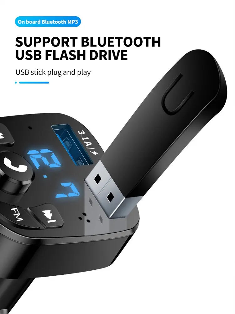 Car MP3 Player, Dual USB Fast Charger, Bluetooth 5.0 FM Transmitter.