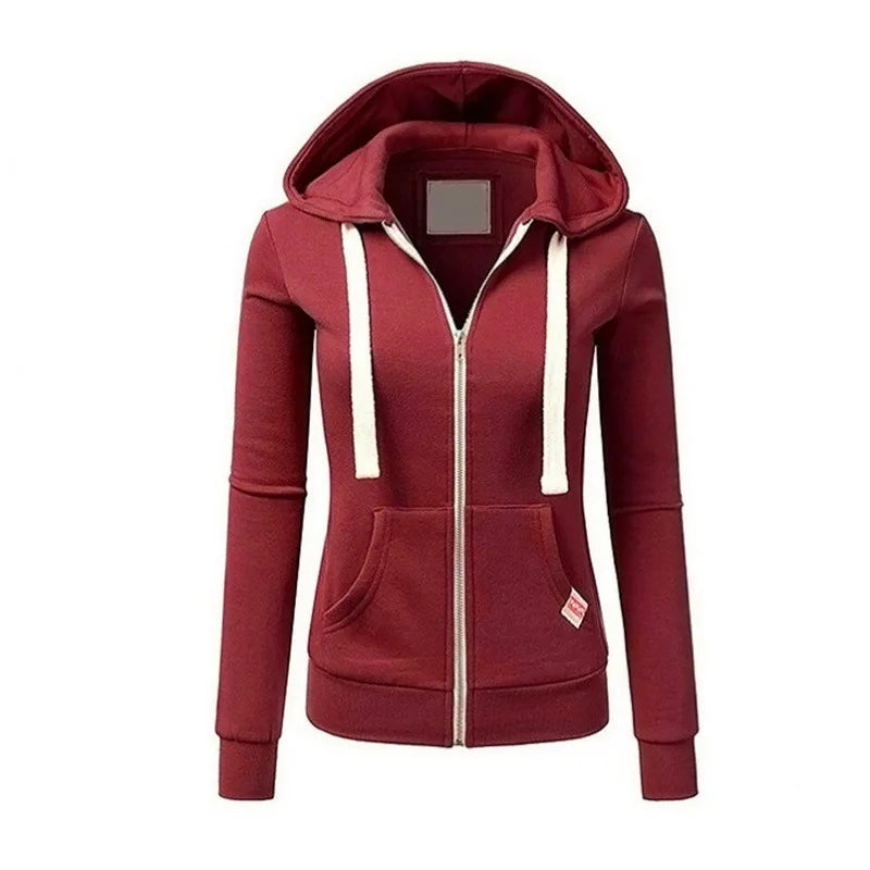 "2025 Women’s Personalized Fashion Hoodie, Long Sleeve Zipper Sweater with Drawstring"