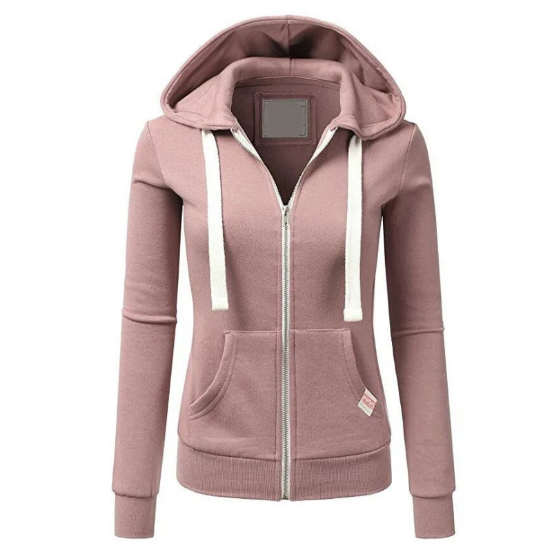 "2025 Women’s Personalized Fashion Hoodie, Long Sleeve Zipper Sweater with Drawstring"