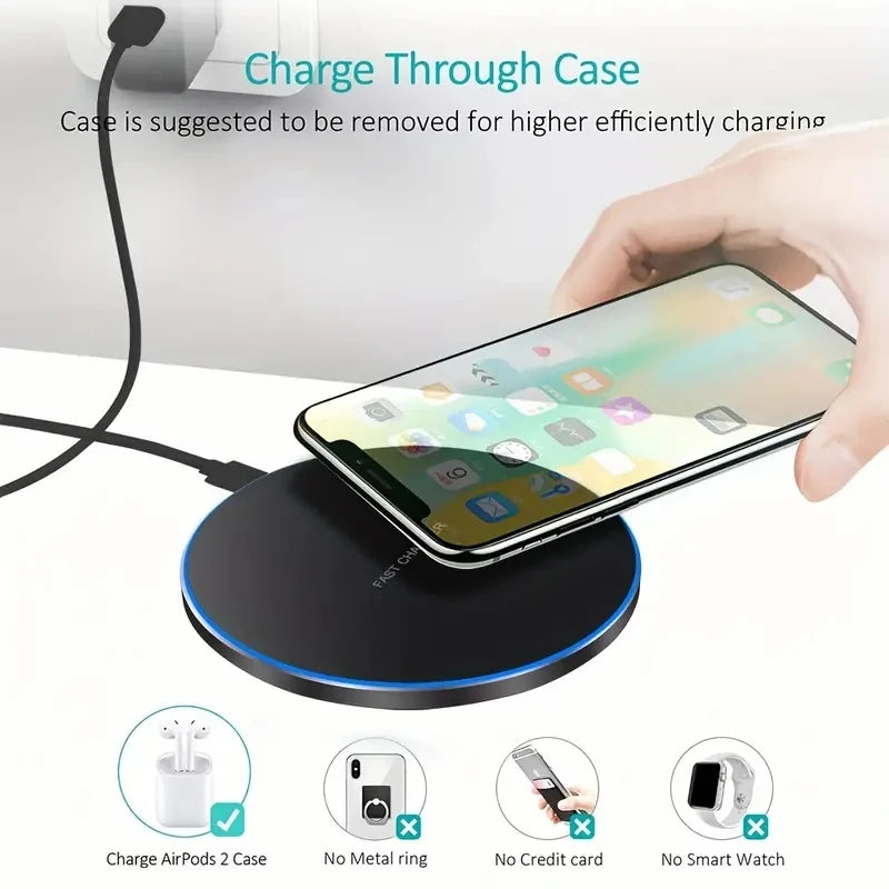 30W Wireless Charger for iPhone 15-12, Samsung, Xiaomi, Huawei. Fast Charging Pad.