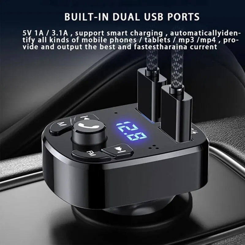 Car MP3 Player, Dual USB Fast Charger, Bluetooth 5.0 FM Transmitter.