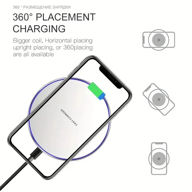 30W Wireless Charger for iPhone 15-12, Samsung, Xiaomi, Huawei. Fast Charging Pad.