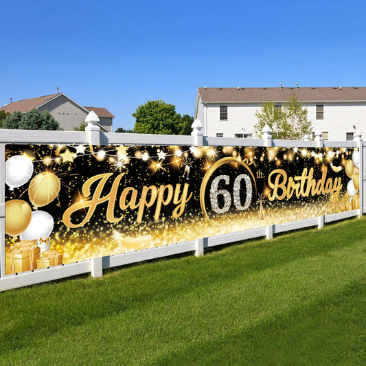 "Black & Gold 40th, 50th, 60th Birthday Banner Party Decorations"