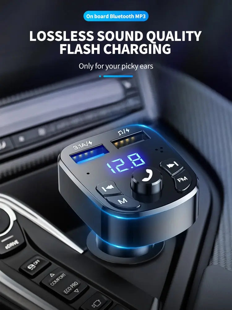 Car MP3 Player, Dual USB Fast Charger, Bluetooth 5.0 FM Transmitter.