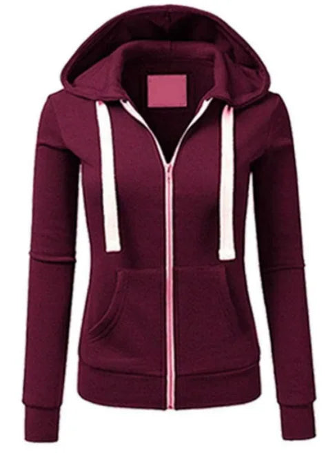 "2025 Women’s Personalized Fashion Hoodie, Long Sleeve Zipper Sweater with Drawstring"