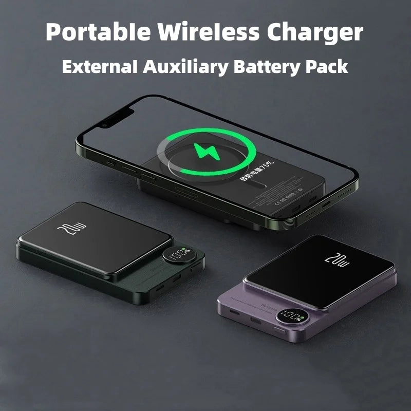 2025 Metal Magnetic Power Bank, Magsafe Wireless Charger for iPhone & Samsung.