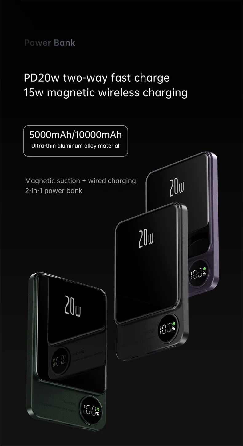 2025 Metal Magnetic Power Bank, Magsafe Wireless Charger for iPhone & Samsung.