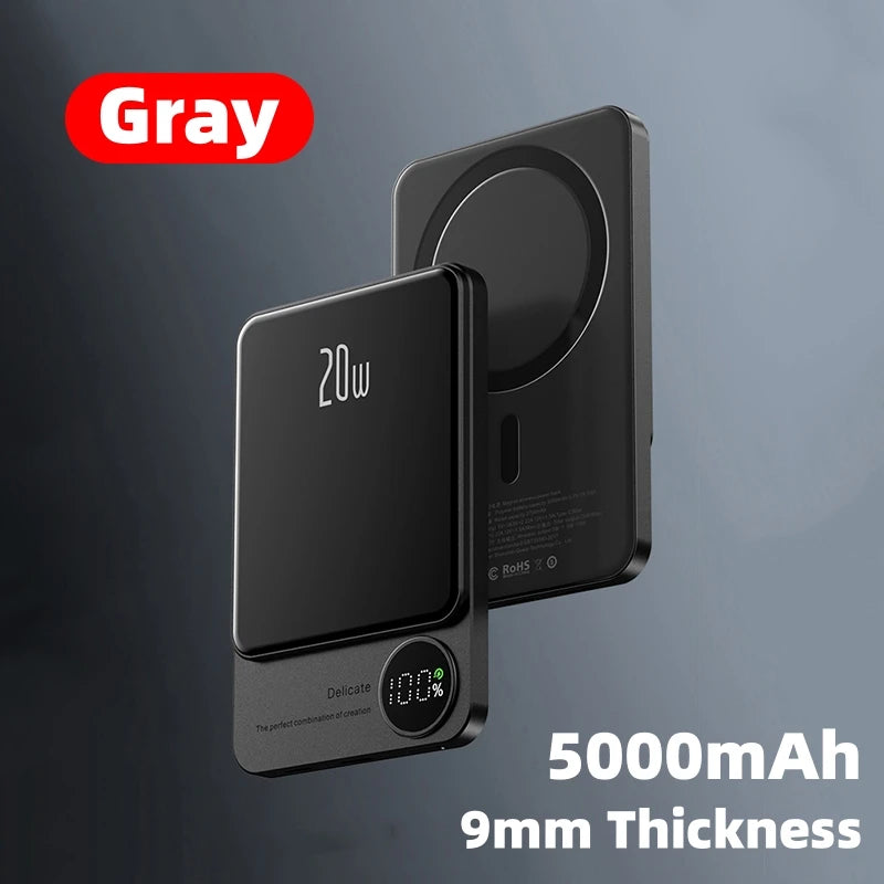 2025 Metal Magnetic Power Bank, Magsafe Wireless Charger for iPhone & Samsung.