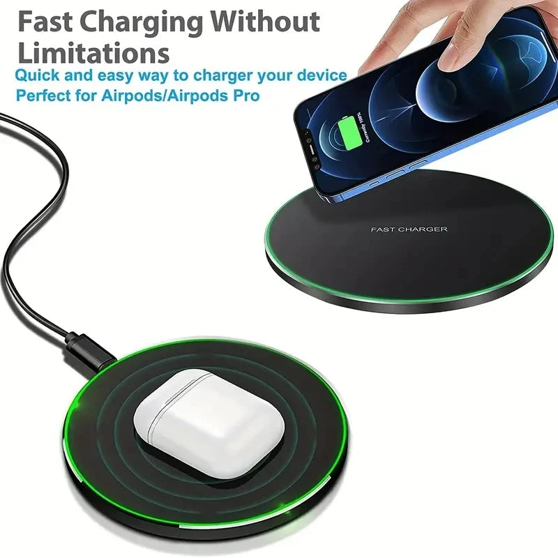 30W Wireless Charger for iPhone 15-12, Samsung, Xiaomi, Huawei. Fast Charging Pad.