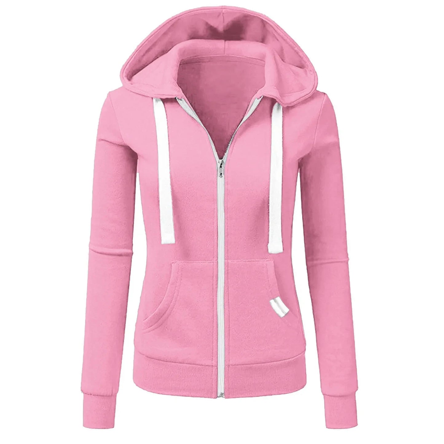 "2025 Women’s Personalized Fashion Hoodie, Long Sleeve Zipper Sweater with Drawstring"